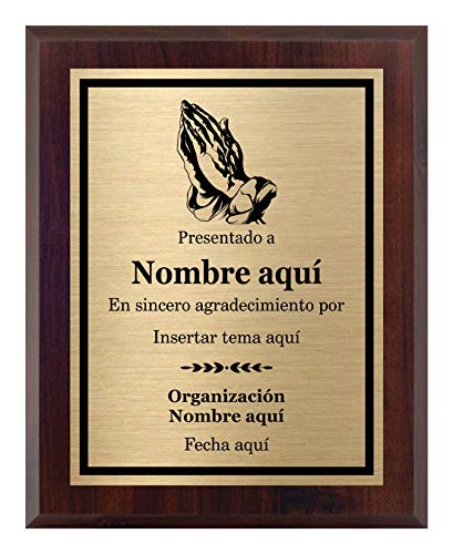 Personalized Español Religious Plaque 8x10, Customized Spanish Church Award, Recognition or Appreciation for Preacher, Pastor, Rabbi, Usher, Elder, Deacon, Congregation Member