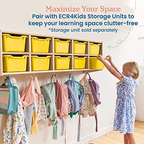 ECR4Kids Scoop Front Storage Bins, Multipurpose Organization, Yellow, 10-Piece