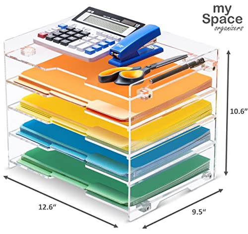 File Paper Organizer Letter Tray For Desk Office Supplies Folder Accessories Storage, Clear Acrylic, For Home School Desktop Organization