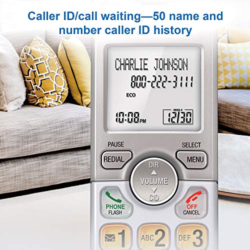 AT&T EL51203 DECT 6.0 2-Handset Cordless Phone with Full-Duplex Speakerphone, Backlit Display & Lighted Keypad, Caller ID/Call Waiting, Intercom, ECO Mode