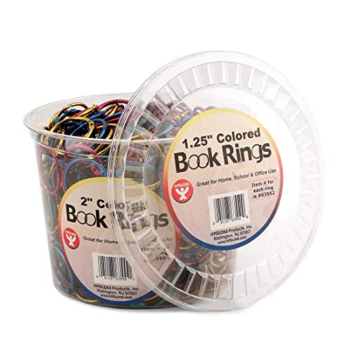 Hygloss Products Book Rings – 2 Inch Assorted Colored Steel Binder Rings, 250 Pack in Counter Display Bucket