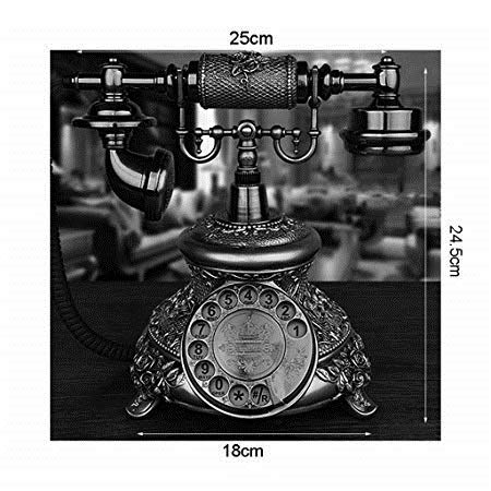 Vintage Phone Telephone Wired Dial Fixed Telephone Home Landline Rotating European Retro Dial White Bronze