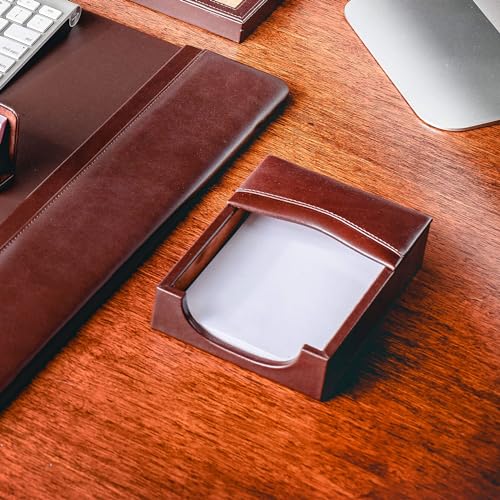 Dacasso Luxury Chocolate Brown Leather 4" x 6" Memo/Note Holder for Desktop - Executive Decor & Office Desk Organization Essential