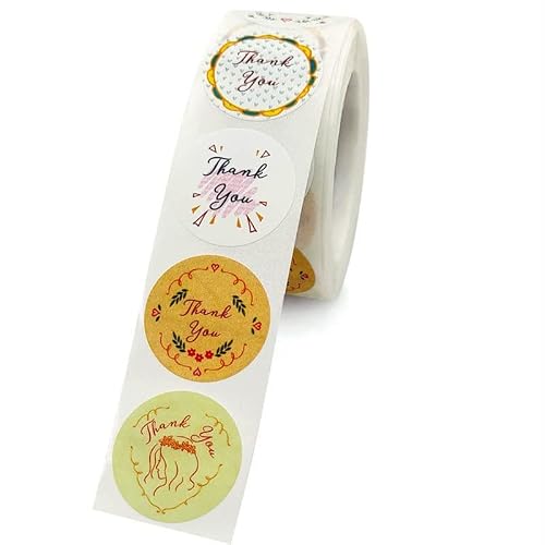 MVNOIRE Thank You Flowers Sticker Paper Labels Round Wedding Party Decor Envelope Seals Stickers