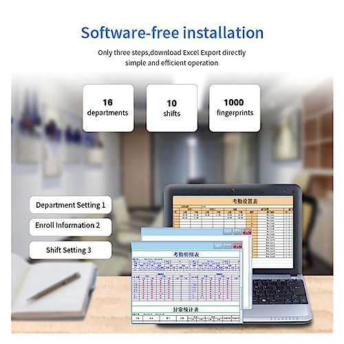 Time Clock Fingerprint Time Attendance Machine Password Punch Card Device Commute Sign in Automatic Report Generation U Disk Download