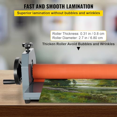 VEVOR 29.5 Inch Cold Laminator Machine 10mm Manual Vinyl Photo Film Cold laminator Hand Crank Pressure Cold Roll laminator(29.5 Inch)