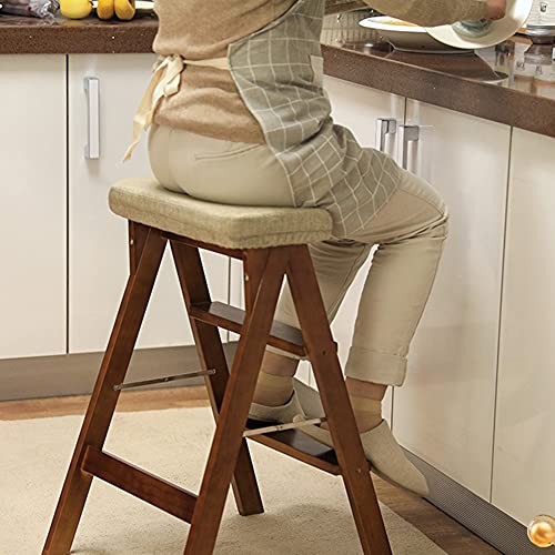 LumaGrove Folding Step Stool Step Stools Folding Stool for Adult/Seniors, Portable Wooden Step Ladder for Kitchen/b(White)