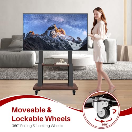 Hovadova Rolling TV Stand for 32-75 Inch TVs up to 180 lbs, Black