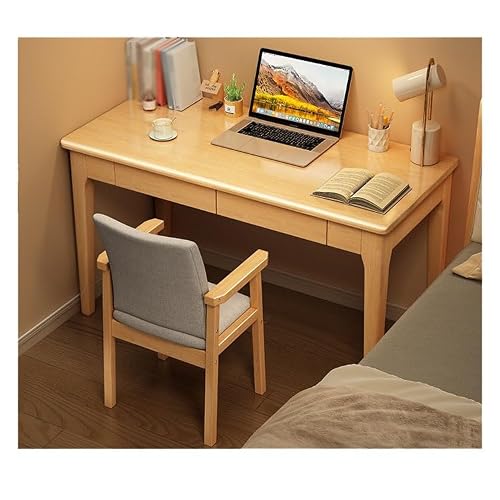 XIXSERTHIA Computer Desk Solid Wood Desk Student Home Bedroom Computer Desk Office Desk Study Desk Small Apartment Study Table Simple Writing Desk Office Desks(B,120 * 60 * 75cm)