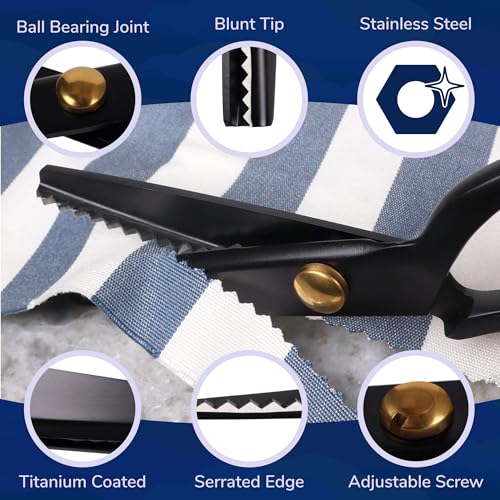 JubileeYarn Professional Metal Pinking Shears - Black - 10 Units