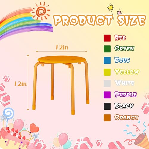 VECELO 8-Piece Stacking Stools for Classroom, 12 Inch Height, Decoration Flexible Seating for Schools, Rainbow-Colored
