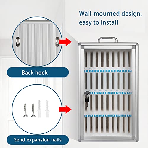 YXCUSAM Mobile Phone Locker, Aluminum Alloy Pocket Chart Mobile Phone Storage Cabinet, Lockable, Suitable for Classrooms, Offices (12)