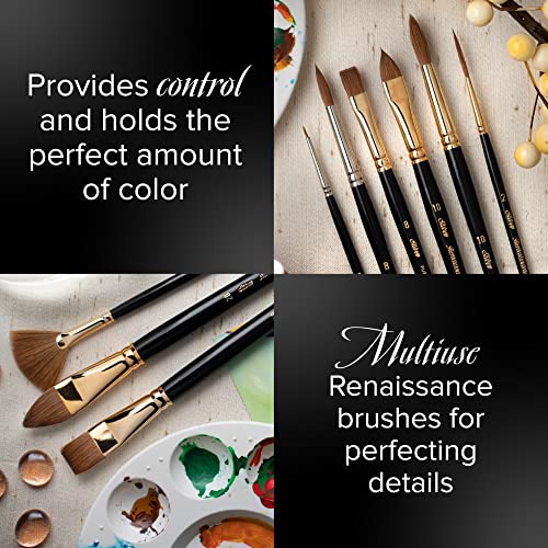 Silver Brush Limited Renaissance Fan Watercolor and Oil Brush, Size 4
