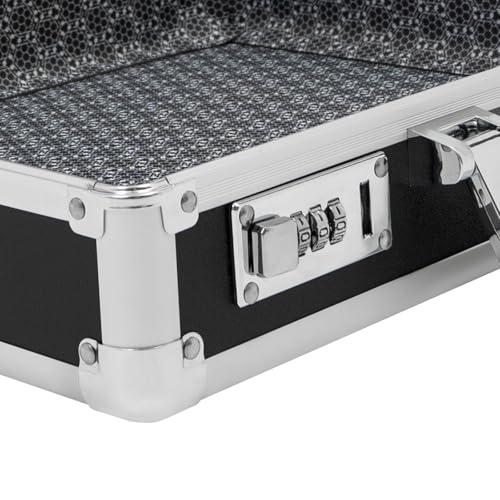 Aluminum Locking Briefcase, Portable Lock Box w/Strap Aluminum Case(Black)