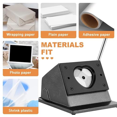 Heart Shape Paper Punch, Manual Graphic Punch & Die Cutting Machine for 70x64mm Paper, Heart Button Cutter, Craft Punch Tool for DIY Projects