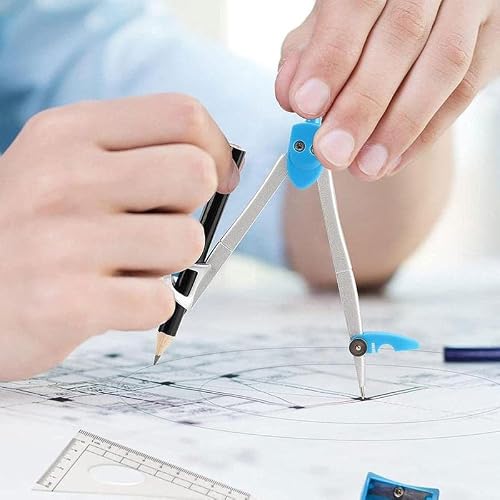 1 Set of Plastic Metal Ruler Geometry Protractor Mathematics Drawing Stationery School Compass