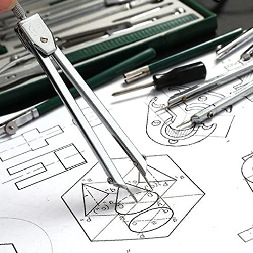 UNNS Drawing Compass 23 Piece Compass Set Math Geometry Tool Set with Lead Refill Protractor, Multifunctional for School Home and Office Tools Geometry Set (Color : A)