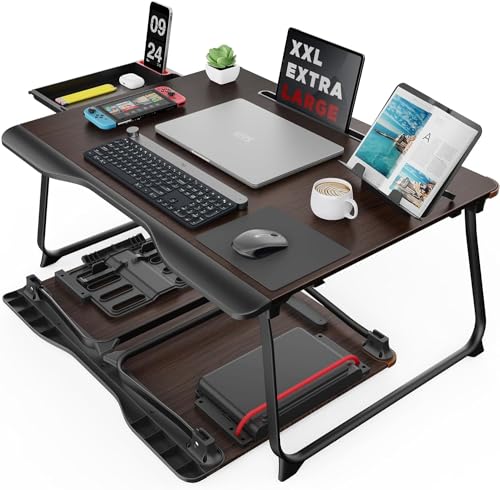 SAIJI Laptop Desk for Bed, XX-Large Foldable Bed Tray Table, 25.6" x 19.3"