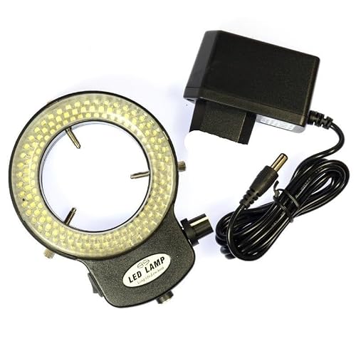 Microscope Accessories Kit Adjustable 144 LED Ring Light Illuminator Lamp for Industry Stereo Microscope Digital Camera Magnifier with AC Power Adapter Microscope Slides