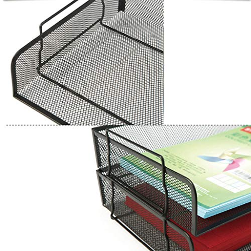 HBJWOV 2 Tier Stackable Letter Tray Desk Organizer,Stackable Paper Tray Organizer,Black