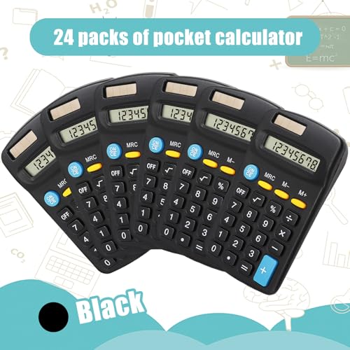 Dyrfolm 24 Pieces Pocket Size Mini Calculators,Black