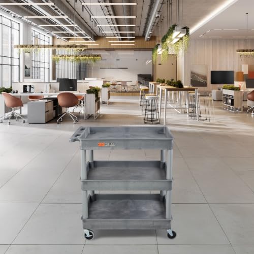 LUXOR TC111-G Large Tub Cart, Three Shelves, Caster Wheels with Locking Brake, Assembly Required, 32" W x 24" D x 38.25" H, 133 Lbs