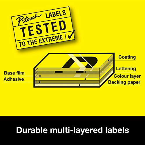 Brother HGe-231V5 Labelling Tape Cassette, Value Pack, Black on White, 12mm (W) x 8M (L), Laminated, Includes 5 x Tapes, Genuine Supplies