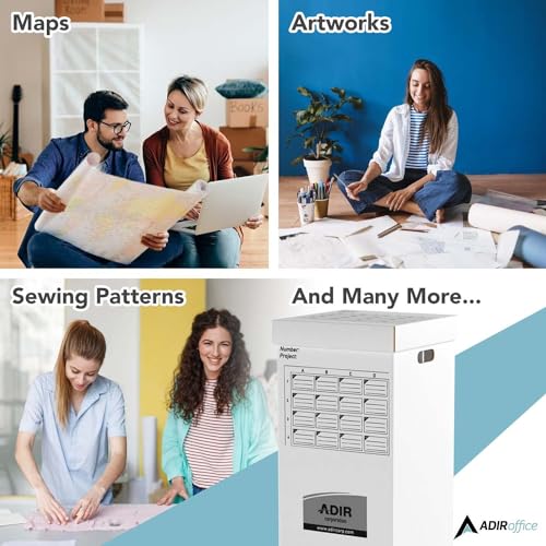 Adir 2 Pack of Cardboard Roll File Storage Organizer - Vertical File Sorter - Blueprint, Poster, Plans, Gift Wrap, And Map Holder Station-16 Slots (for Rolls up to 37 Inches Long)