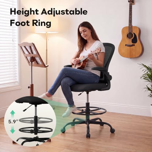 Sucrever Ergonomic Drafting Chair, Tall Office Chair for Standing Desk
