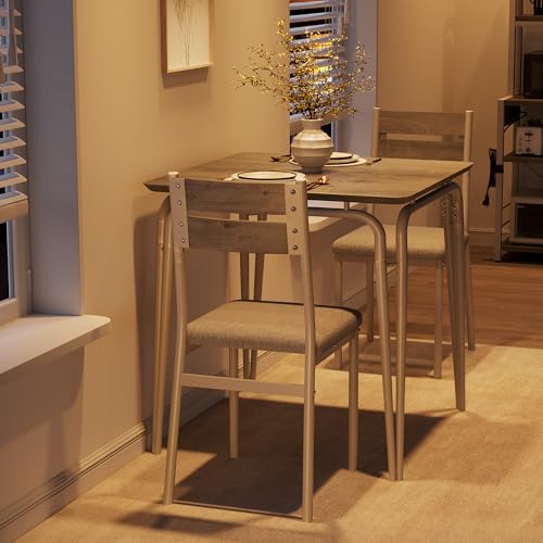 Dining Table for 2, Small Table and Chairs Set of 2, Square Dinette Set for 2, Dinner Table Set, 3 Piece Kitchen & Dining Room Sets for Small Space, Apartment (White, Dining Table with 2 Chairs)
