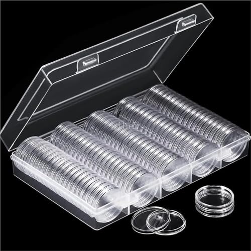 Clear Plastic Coin Capsules 200Pcs Clear Coin Capsule Holder Case 27mm 30mm Transparent Collectable Coin Storage Box for Commemorative Coin Medal Container(30mm)