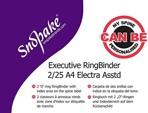 Snopake A4 2 O-Ring 25 mm Executive RingBinder – Electra Assorted (Pack of 10) Ref: 13377