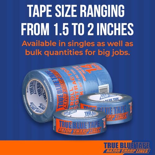 True Blue Premium Blue Professional Painter’s Masking Tape – Indoor and Outdoor Use – Commercial Grade - Available in 2 Widths – Works on a Variety of Surfaces (1.5 Inch, 36-Pack)