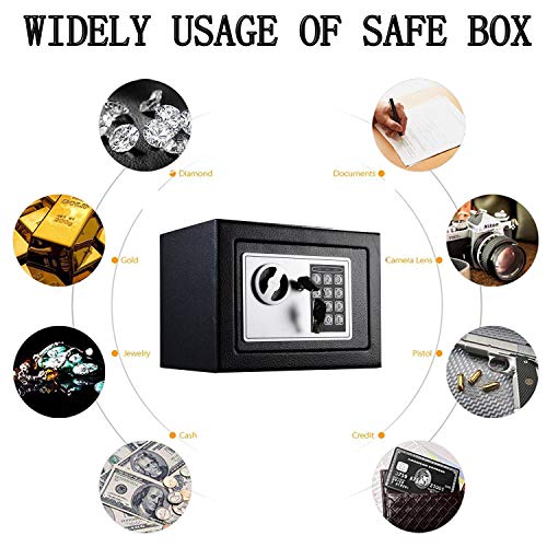 TBLOTYD Mini 4.6L Electronic Digital Steel Safe Security Box with Key for Home Office Hotel
