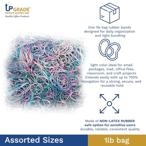 Upgrade Office Supply Rubber Bands, Assorted Size and Color, 3 Pack, USA