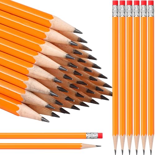 TecUnite 600 Pcs HB #2 Pencils Bulk Unsharpened with Eraser, Orange