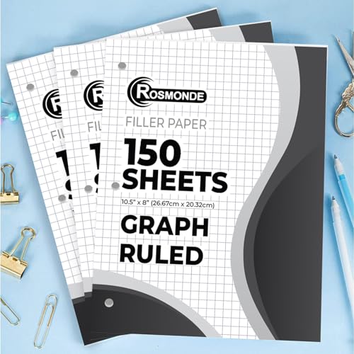 Rosmonde 3600 Sheets, Graph Paper Bulk, 24 Pack, Bulk Quad Ruled Sheets