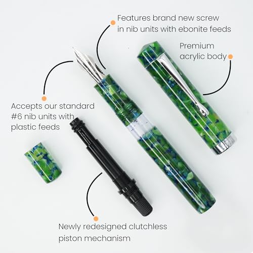 FPR Jaipur V2 Jade Piston Fill Refillable Fountain Pen for Writers
