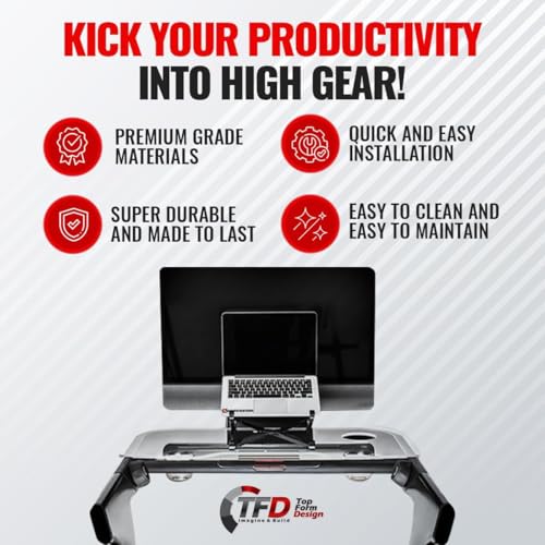 TFD StepTray+ Walking Desk Attachment for Peloton Tread+, Clear with Laptop Stand, Made in USA
