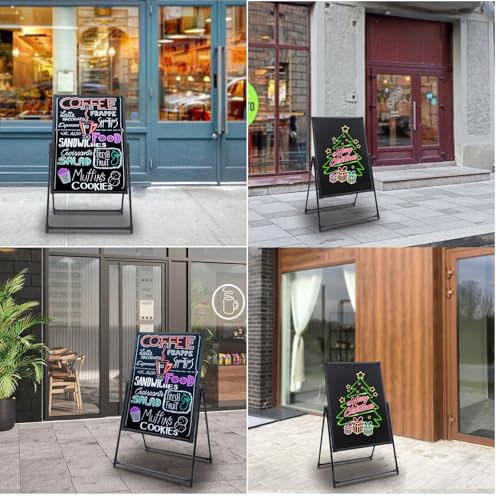 31.5x23.62In Menu Board with Adjustable Height, LED Message Board of 7 Colors, Self-Standing LED Signs with 4 Modes, Aluminum Frame and High Brightness for Stores, Bars, Restaurants