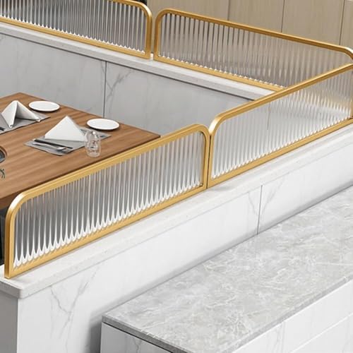 Stylish Golden Glass Partition Screen - 60x120cm (23.62x47.24in) Room Divider for Dining Areas & Home Office, Semi-Private Workstation Separator for Restaurants & Offices