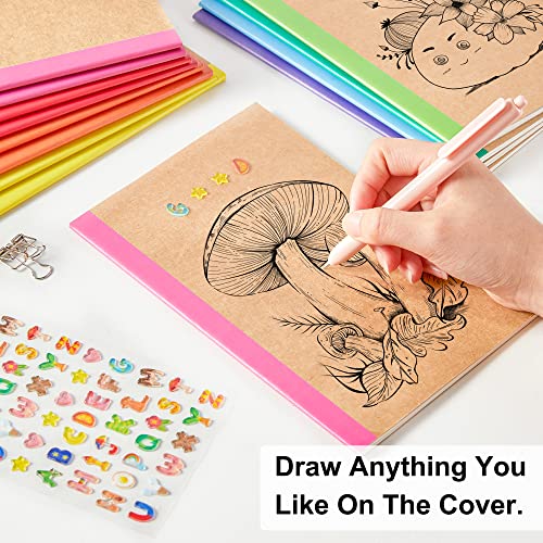 32 Pack Composition Notebooks Bulk, Feela Kraft Cover Lined Blank College Ruled Composition Travel Journals with Rainbow Spines For Women Students Business, 60 Pages, 8.3”x 5.5”, A5, 8 Colors