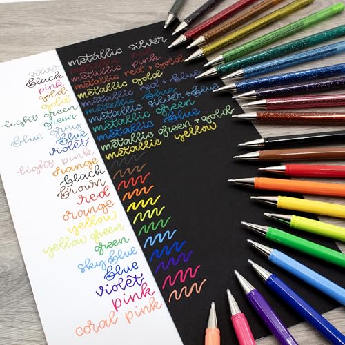 Pentel 24 Colour Gel Pen Set - 12 Mattehop & 12 Dual Metallic Pens | Vibrant Matte & Shimmer Ink | Art, Journaling, Scrapbooking | Gift Set in Pearl Desk Set Gift Box for Artists & Crafters