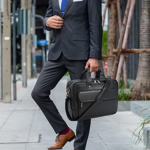 Polare Napa Leather 16" Business Briefcase Laptop Messenger Bag for Men