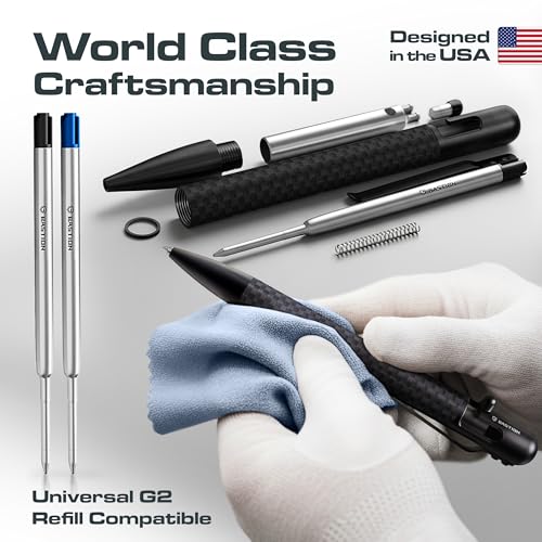 BASTION Carbon Fiber Bolt Action Pen, Unique Professional Pen, Black EDC