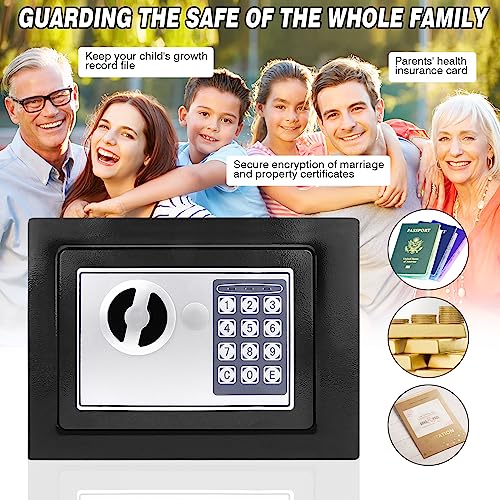TBLOTYD Home Safe Safe Box Home Safe Fireproof Waterproof Money Box with Digital Pin Code and 2 Manual Key, for Home Hotel Office/Black/4.6L ，Black-4.6L