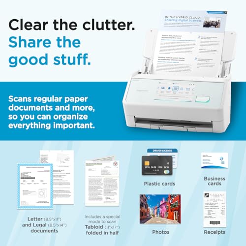 ScanSnap iX2500 Wireless or USB High-Speed Document Scanner, White