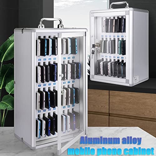 Aluminum Alloy Pocket Chart Storage Cabinet for Cell Phones, Clear Cellphone Lockers, Wall-Mounted with A Locked Can Be Carried by Hand (Size : 36)