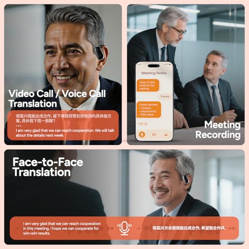 AI Translation Earbuds Real Time | 144+ Languages with 60H Playtime for iOS & Android | Language Translator Earbuds with Noise Cancellation | Translating Headphones for Business & Learning Languages