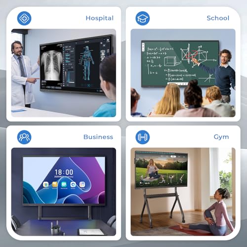 JASZDOT 86'' Smart Board, 4K UHD Interactive Touchscreen Whiteboard, Android 14 8+128GB Wireless Smartboard for Classroom Home Office Studio